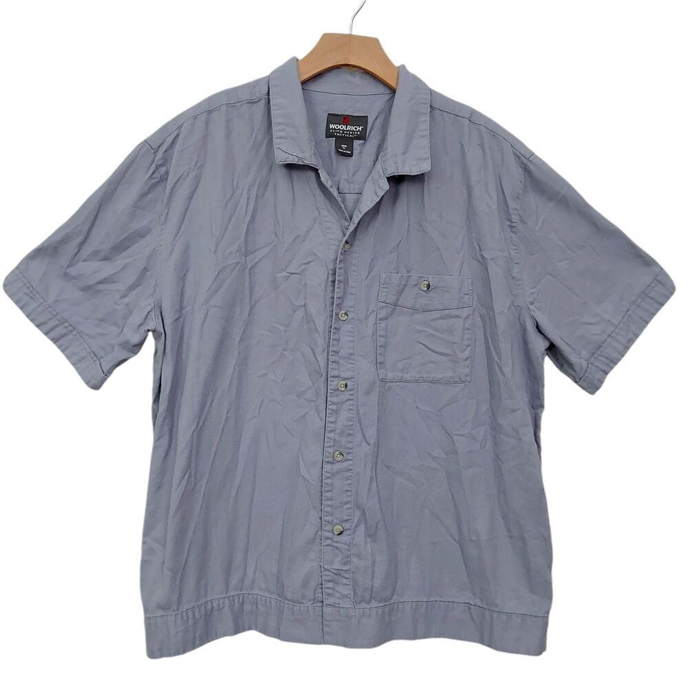 Woolrich Elite Series Shirt Mens XL Gray Chambray Tactical Short Sleeves Utility